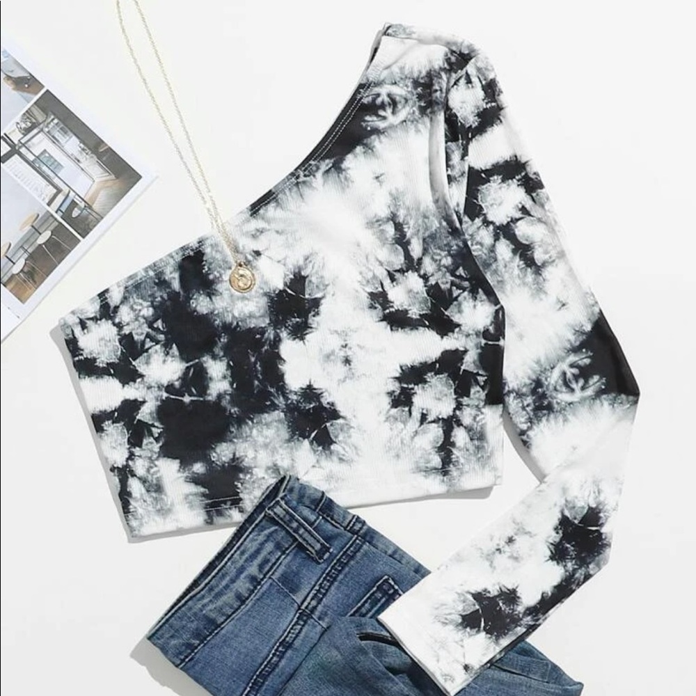 SHEIN one shoulder crop tee